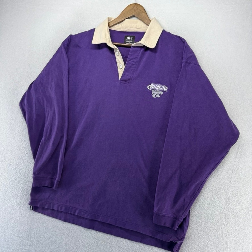 Vintage Kansas State University Rugby Shirt men's XL Purple Embroidered Wildcats